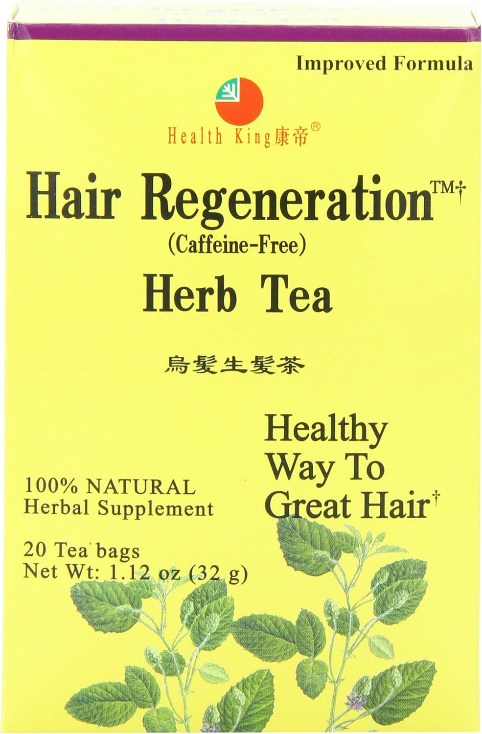 Health King Hair Regeneration Herb Tea 20 Teabags Pack of 4