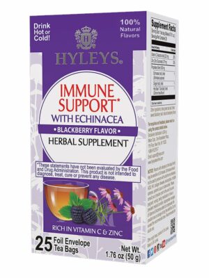 HYLEYS Immunity Tea with Echinacea BlackBerry Flavor 25 Tea Bags Support Your Immune System