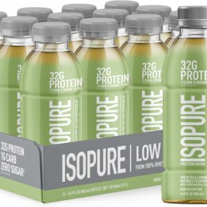 Isopure Zero Carb Clear Protein Ready to Drink Whey Protein Isolate Green Tea 12 Pack