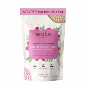 Waka Instant Green Tea Mix Raspberry Flavored Up to 20 Cups