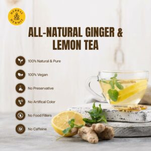Lemon Ginger Tea Bags 50 Teabags with Natural Ginger Root & Lemon Instant Herbal Tea