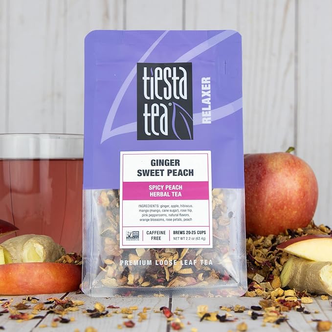 Tiesta Tea Ginger Sweet Peach Loose Leaf Spicy Peach Herbal Tea 25 Cups