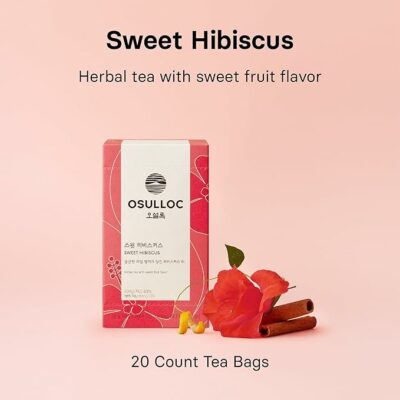 OSULLOC Sweet Hibiscus Lemon & Cinnamon flavor Decaffeinated Herbal tea 20 Teabags