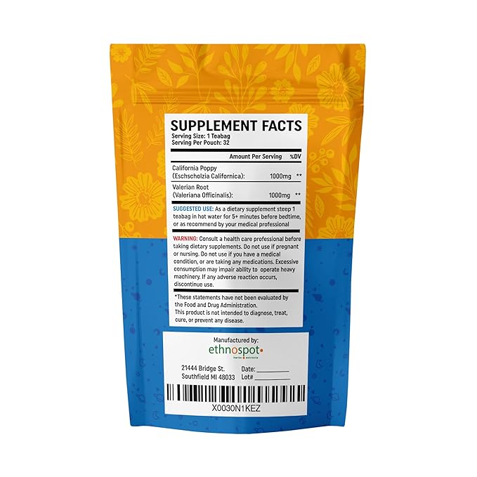 CaliPM Teabags Herbal Tea for Relaxation & Discomfort Relief 32 Teabags