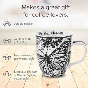 Black and White Boho Mug Butterfly Cute Coffee and Tea Mug