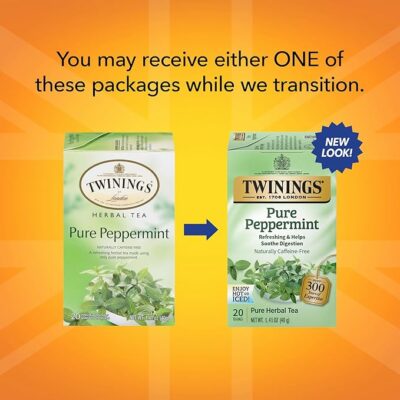 Twinings Pure Peppermint Herbal Tea Individually Wrapped Bags 20 Tea Bags