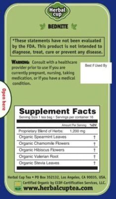 Herbal Cup Herbal Tea Bednite 16 Tea Bags