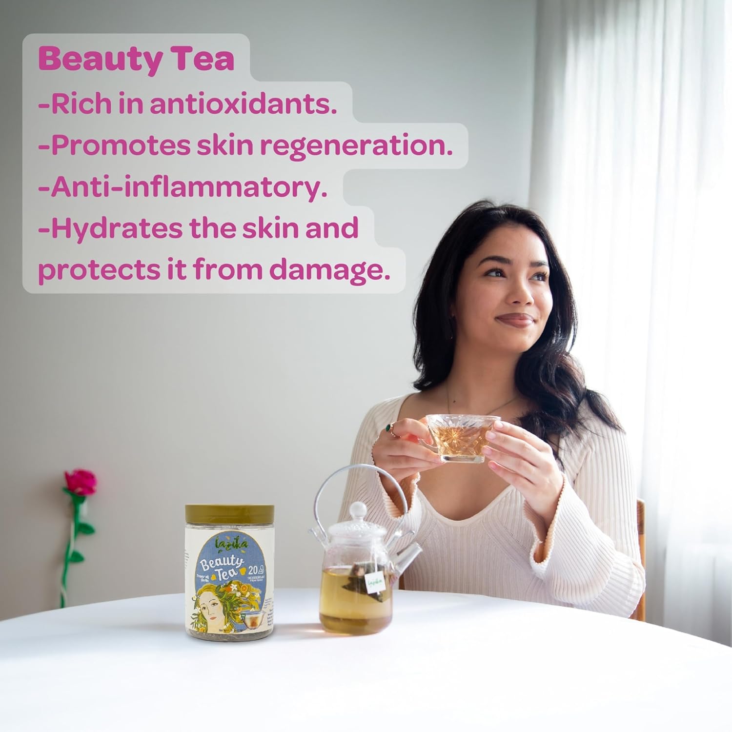 Lazika Beauty Tea for Women with 20 Biodegradable Teabags Wellness Tea Natural Herbal Tea