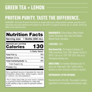 Isopure Zero Carb Clear Protein Ready to Drink Whey Protein Isolate Green Tea 12 Pack