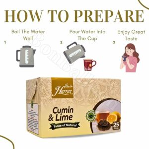 Harraz Natural Cumin And Lime Lemon Herbal 25 Tea Bags Halal