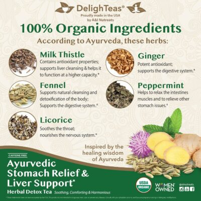 DelighTeas Liver Detox tea Stomach Relief & Liver Cleansing 50 Servings 5oz