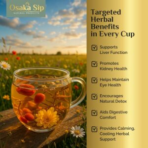 OsakaSip Goji Berry Chrysanthemum Tea Bags Natural Liver Detox Cleanse Kidney Health 15 Bags