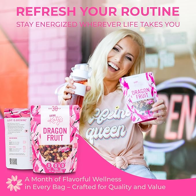 Katy’s Dragonfruit Loose Leaf Tea Hydrating & Fruity Herbal Tea 30+ Cups