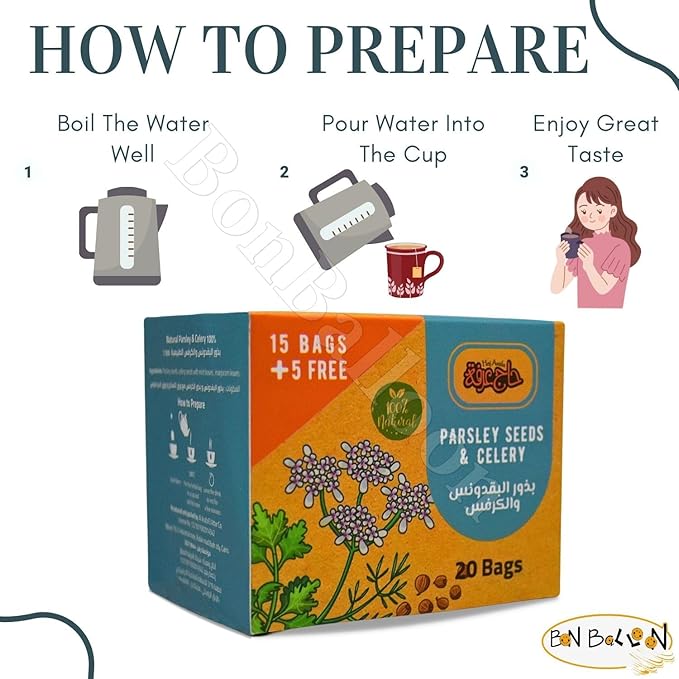 HajArafa Parsley And Celery Tea Bag Haj Arafa Herbal 40 Bags 2 Pack