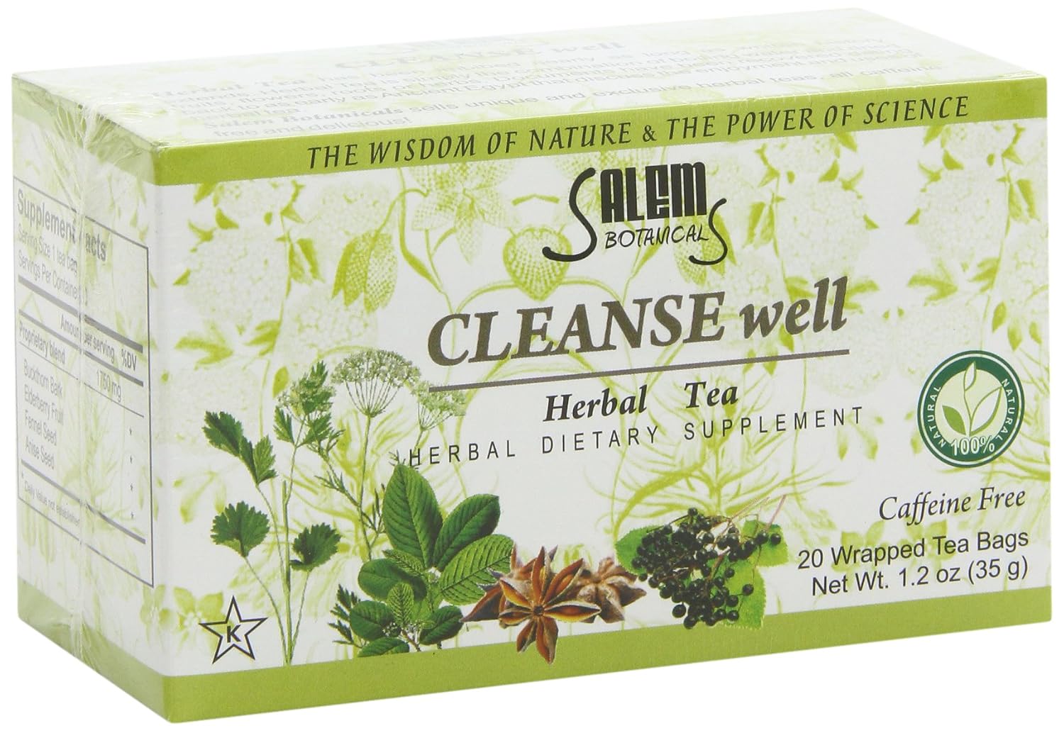 Salem Botanicals Cleanse Well Tea Supports Digestion Bloating Relief & Detoxification 20 Tea Bags