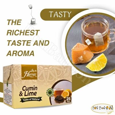 Harraz Natural Cumin And Lime Lemon Herbal 25 Tea Bags Halal