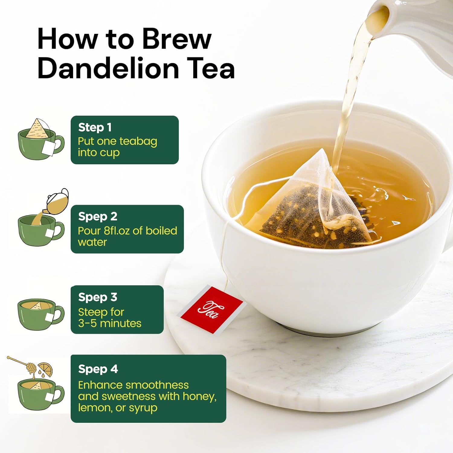 Dandelion Leaf and Root Tea Bag Natural Dandelion Roasted Herbal Detox Teabag for Liver & Kidney Health 100 Teabags