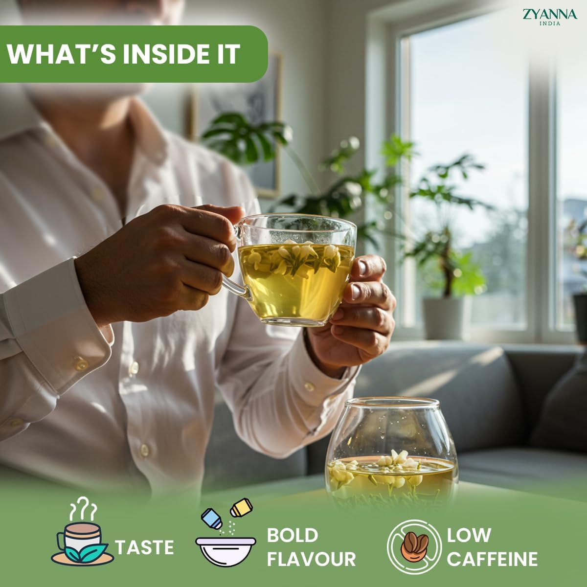 Zyanna Jasmine Green Tea Premium Whole Leaf Herbal Green Tea 50 Cups