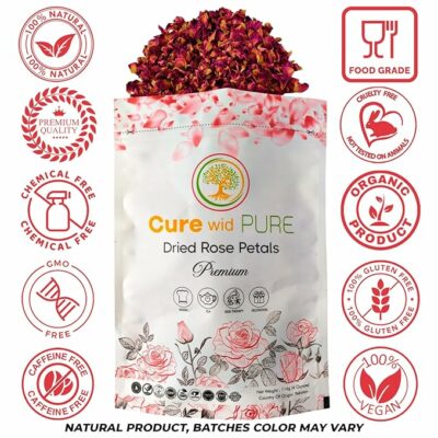 Cure Wid Pure Certified Organic Dried Rose Petals 4 oz