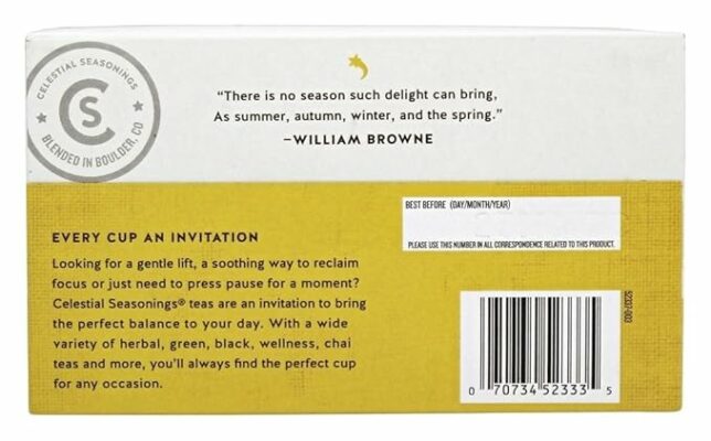 Celestial Seasonings Herbal Tea Jammin Lemon Ginger 20 Teabags