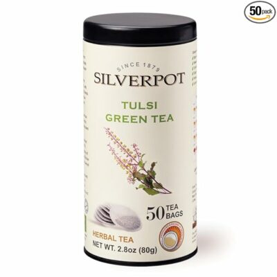 Silverpot Tulsi Green Tea Holy Basil 50 Round Tea Bags