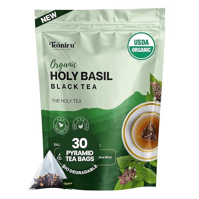 Teaniru, Holy Basil Black Tea Tulsi Tea 30 TEA BAGS