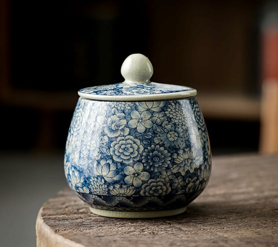Vintage Ceramic Portable Tea Canister Tea Storage Container
