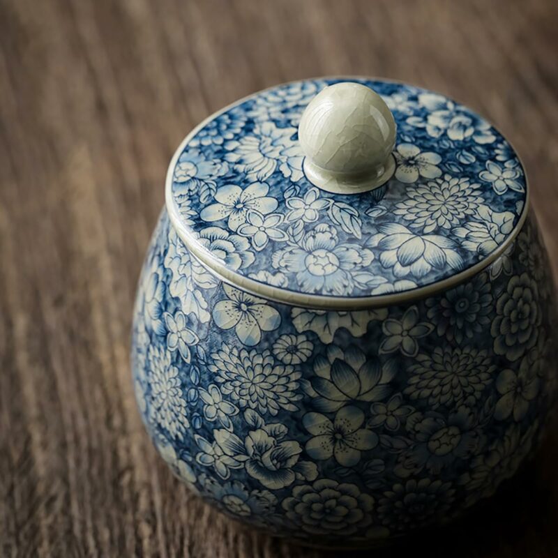 Vintage Ceramic Portable Tea Canister Tea Storage Container