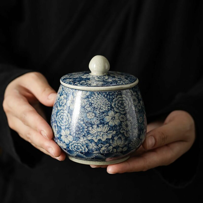Vintage Ceramic Portable Tea Canister Tea Storage Container