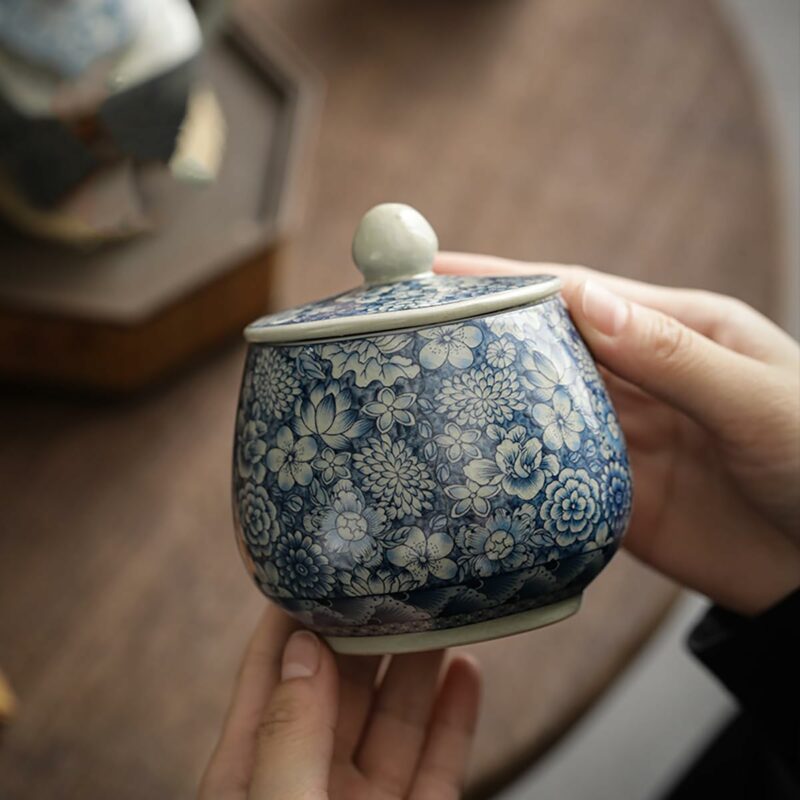 Vintage Ceramic Portable Tea Canister Tea Storage Container