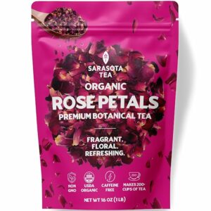 Organic Rose Petals Loose Herbal Tea 100% USDA Organic Dried Rose Flowers