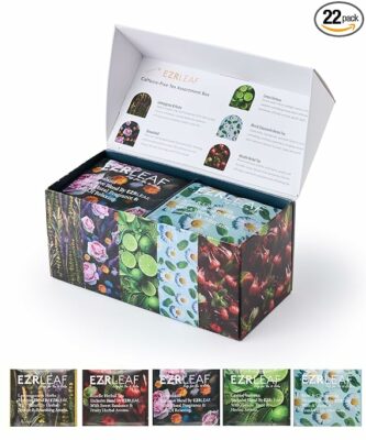 Decaf Herbal Tea Sampler EZR Leaf 22 Teabags Assorted Fruit & Floral Blends