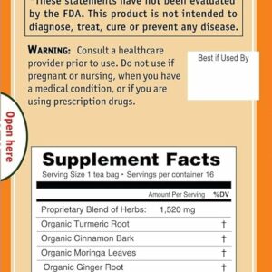 Herbal Cup Ayurveda Turmeric Tea Organic Cinnamon Moringa 16 Teabags