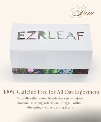 Decaf Herbal Tea Sampler EZR Leaf 22 Teabags Assorted Fruit & Floral Blends