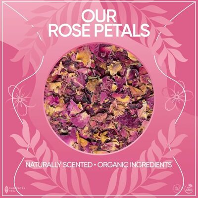 Organic Rose Petals Loose Herbal Tea 100% USDA Organic Dried Rose Flowers