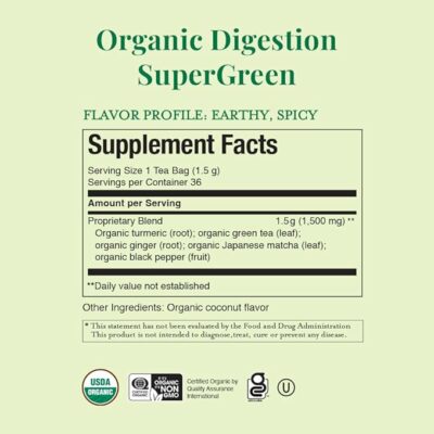 The Republic of Tea Organic Digestion SuperGreen Tea Tin 36 Tea Bags