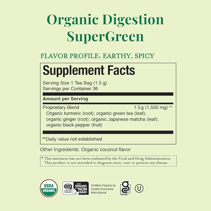 The Republic of Tea Organic Digestion SuperGreen Tea Tin 36 Tea Bags