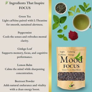 MOOD Focus Green Tea Smooth Energy & Clear Focus 2.5oz Pouch