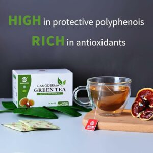 GANOHERB Reishi Mushroom Green Tea Bags 20 Tea Bags