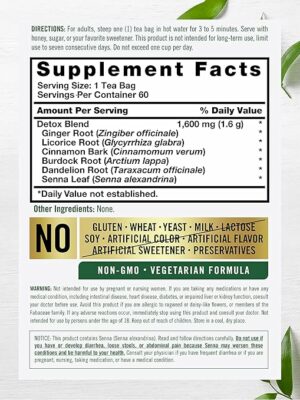 Carlyle Herbal Detox Tea 60 Tea Bags Non-GMO & Gluten Free Herbal Blend