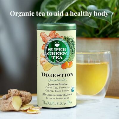 The Republic of Tea Organic Digestion SuperGreen Tea Tin 36 Tea Bags