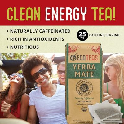 ECOTEAS Organic Yerba Mate Tea Bags Natural Energy & Detox Herbal Tea 100 Teabags