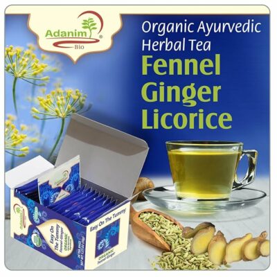 Adanim Bio Organic Fennel Ginger Herbal Tea 20 Teabags