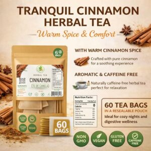 Canela Té Cinnamon Tea 60 Tea Bags 100% Natural Herbal