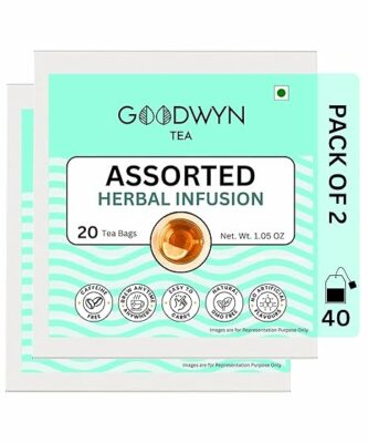Goodwyn Assorted Herbal Infusion Tea 40 Tea Bags 4 Premium Caffeine-Free Varieties