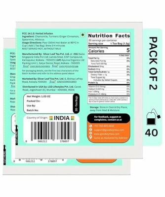 Goodwyn Assorted Herbal Infusion Tea 40 Tea Bags 4 Premium Caffeine-Free Varieties