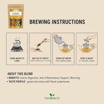 Healblend Ginger Turmeric Herbal Tea 4 oz Loose Leaf