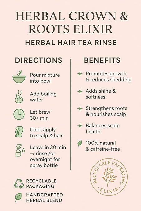 Herbal Crown & Roots Hair Tea Rinse Natural Scalp and Root Strengthening Treatment