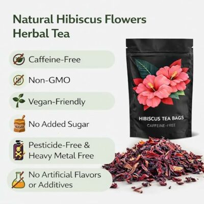 Hibiscus Tea Natural Hibiscus Flowers Herbal Tea Organic 30 Bags