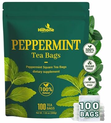 Hiihone Peppermint Tea Bags Pure & Natural Peppermint Leaves 100 Teabags